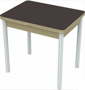Кухонный стол раскладной Бари хром №6 (стекло коричневое/дуб выбеленный) в Вологде - предосмотр