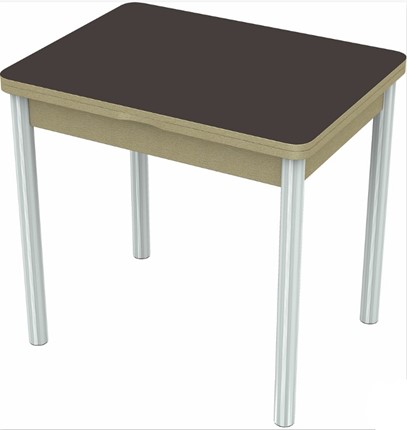 Кухонный стол раскладной Бари хром №6 (стекло коричневое/дуб выбеленный) в Вологде - изображение