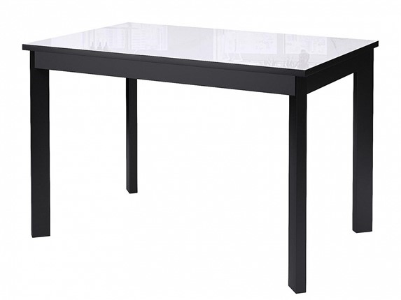 Раздвижной стол Dikline Ls110, стекло белое/ножки черные в Вологде - изображение