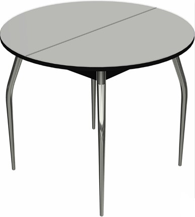 Кухонный раздвижной стол Ривьера исп. круг хром №5 (стекло белое/черный) в Вологде - изображение