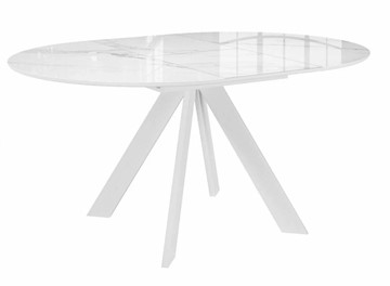 Стол на кухню раздвижной DikLine SFC110 d1100 стекло Оптивайт Белый мрамор/подстолье белое/опоры белые в Вологде - предосмотр 4