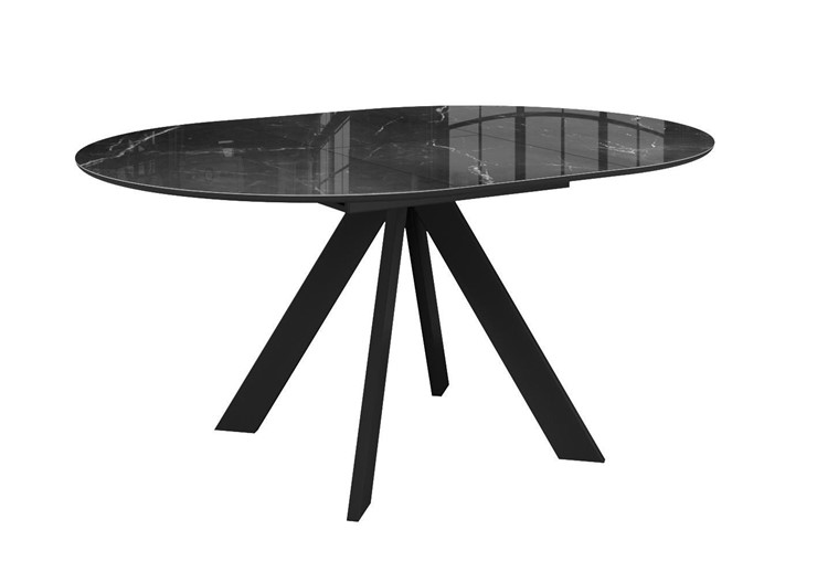 Стол раздвижной DikLine SFC110 d1100 стекло Оптивайт Черный мрамор/подстолье черное/опоры черные в Вологде - изображение 10
