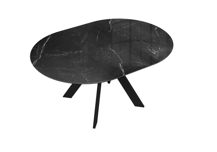 Стол раздвижной DikLine SFC110 d1100 стекло Оптивайт Черный мрамор/подстолье черное/опоры черные в Вологде - изображение 4