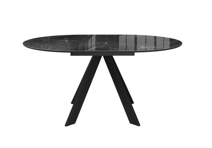 Стол раздвижной DikLine SFC110 d1100 стекло Оптивайт Черный мрамор/подстолье черное/опоры черные в Вологде - изображение 9