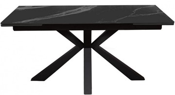 Стол обеденный раздвижной DikLine SFE140 Керамика Черный мрамор/подстолье черное/опоры черные (2 уп.) в Вологде - предосмотр 1