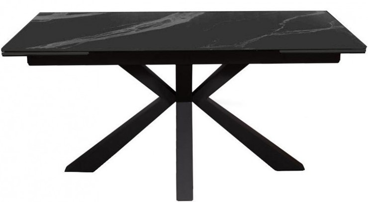 Стол обеденный раздвижной DikLine SFE140 Керамика Черный мрамор/подстолье черное/опоры черные (2 уп.) в Вологде - изображение 1