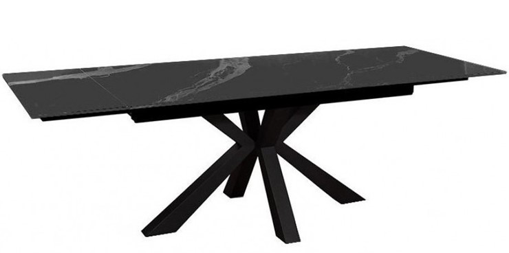 Стол обеденный раздвижной DikLine SFE140 Керамика Черный мрамор/подстолье черное/опоры черные (2 уп.) в Вологде - изображение 3
