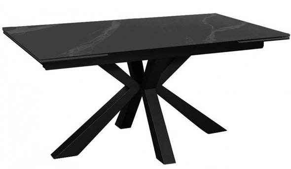 Стол обеденный раздвижной DikLine SFE140 Керамика Черный мрамор/подстолье черное/опоры черные (2 уп.) в Вологде - изображение