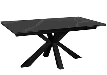 Стол обеденный раздвижной DikLine SFE160 Керамика Черный мрамор/подстолье черное/опоры черные (2 уп.) в Вологде - предосмотр 1