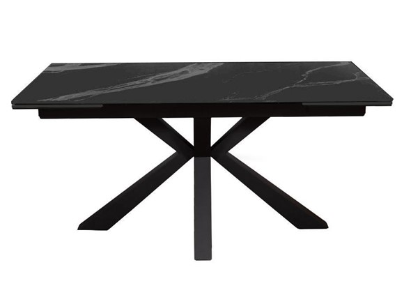 Стол обеденный раздвижной DikLine SFE160 Керамика Черный мрамор/подстолье черное/опоры черные (2 уп.) в Вологде - изображение