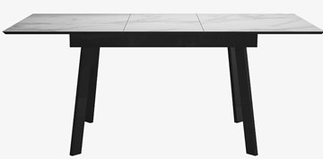 Стол обеденный раздвижной DikLine SFH125 стекло Оптивайт Белый мрамор/подстолье черное в Вологде - предосмотр 4