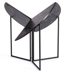 Стол складывающийся YOOP (mod. 1202) ЛДСП+меламин/металл, 100х100х72, чёрный мрамор/чёрный, арт.19491 в Вологде - предосмотр 1