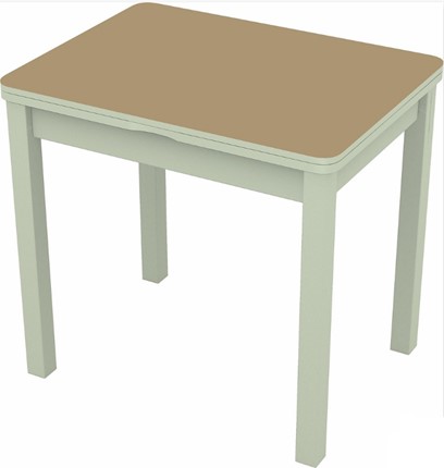 Кухонный стол раздвижной Бари дерево №8 (стекло капучино/белый) в Вологде - изображение