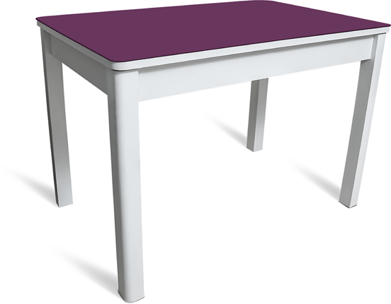 Кухонный раздвижной стол Айсберг мини СТ2, белое ЛДСП/фиолетовое стекло/40 массив белый в Вологде - изображение