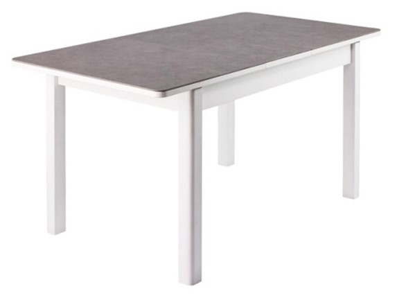 Обеденный раздвижной стол Нордкап, Керамика, grigio серый, 40 прямые фигурные массив белый в Вологде - изображение