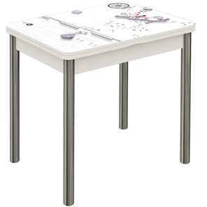 Обеденный раздвижной стол Бари хром №6 (Exclusive h174/белый) в Вологде