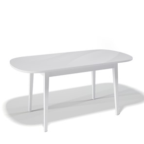 Кухонный стол раскладной Kenner 1300M (Белый/Стекло белое сатин) в Вологде - предосмотр 1