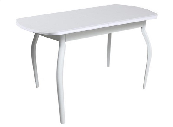 Обеденный стол ПГ-04 ЛДСП, белый ЛДСП/32 гнутые крашеные металл белый в Вологде - изображение