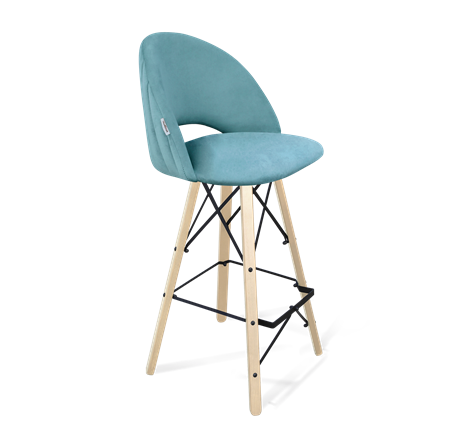Барный стул SHT-ST34-1 / SHT-S80 (голубая пастель/прозрачный лак/черный) в Вологде - изображение