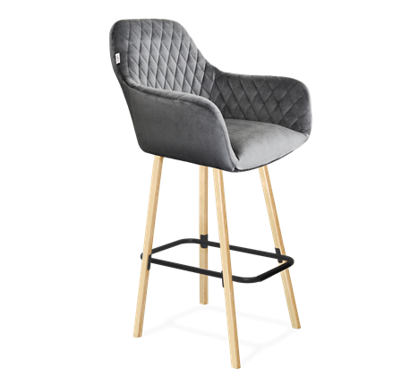 Барный стул SHT-ST38 / SHT-S94 (угольно-серый/прозрачный лак/черный муар) в Вологде - изображение