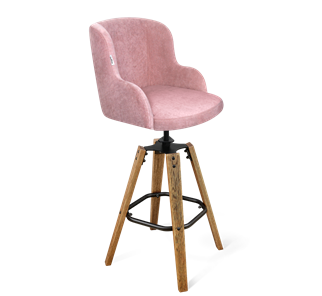 Барный стул SHT-ST39 / SHT-S93 (пыльная роза/браш.коричневый/черный муар) в Вологде