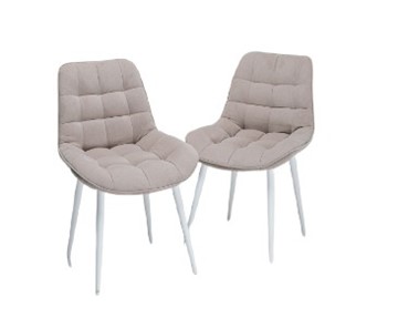 Комплект из 2-х обеденных стульев Комфорт бежевый белые ножки в Вологде - предосмотр