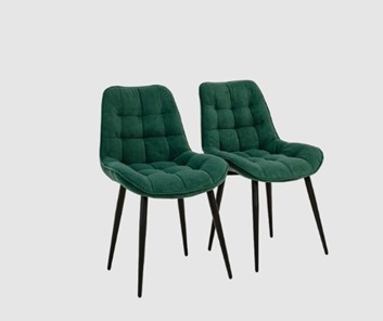 Комплект из 2-х обеденных стульев Комфорт изумрудный черные ножки в Вологде - предосмотр