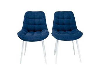 Комплект из 2-х обеденных стульев Комфорт синий белые ножки в Вологде