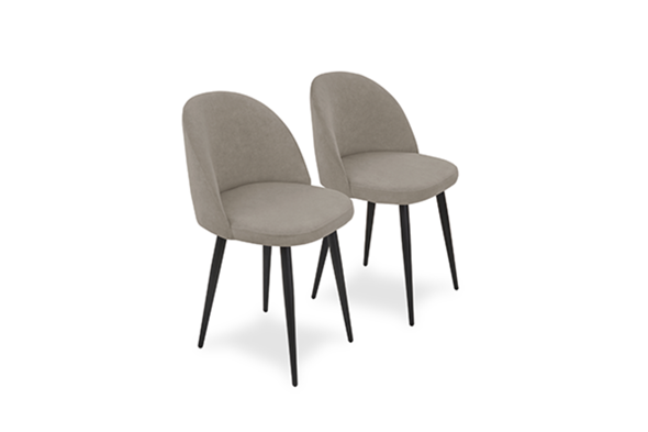 Комплект из 2-х  мягких стульев для кухни Лайт бежевый черные ножки в Вологде - изображение