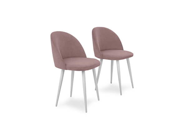 Комплект из 2-х кухонных стульев Лайт розовый белые ножки в Вологде - изображение