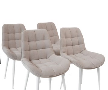 Комплект из 4-х обеденных стульев Комфорт бежевый белые ножки в Вологде - предосмотр