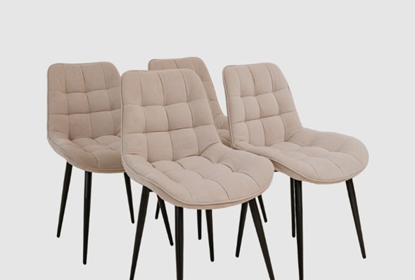 Комплект из 4-х кухонных стульев Комфорт бежевый черные ножки в Вологде - изображение