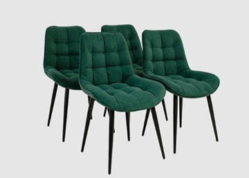 Комплект из 4-х кухонных стульев Комфорт изумрудный черные ножки в Вологде - предосмотр