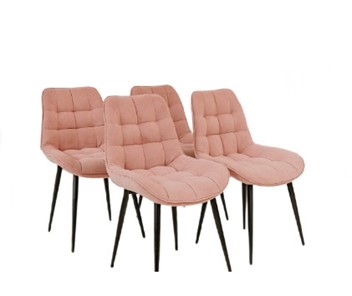 Комплект из 4-х  мягких стульев для кухни Комфорт розовый черные ножки в Вологде