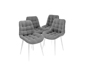 Комплект из 4-х обеденных стульев Комфорт серый белые ножки в Вологде