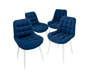 Комплект из 4-х обеденных стульев Комфорт синий белые ножки в Вологде - предосмотр
