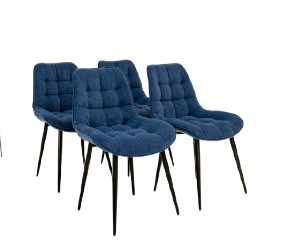 Комплект из 4-х обеденных стульев Комфорт синий черные ножки в Вологде