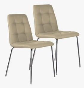 Комплект стульев 2 шт. BRABIX "Twins CF-011", хром каркас, экокожа, бежевый, 532766 в Вологде - предосмотр