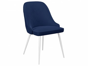 Обеденный стул 256, микровелюр К17 синий, ножки белые в Вологде