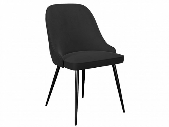 Обеденный стул 256, микровелюр К21 черный, ножки черные в Вологде - изображение