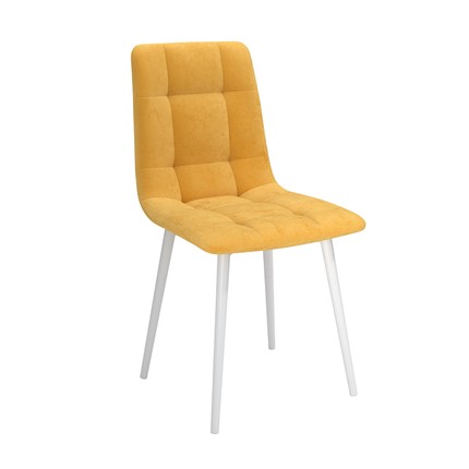 Кухонный стул Белла, велюр тенерифе куркума/Цвет металл белый в Вологде - изображение