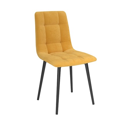 Обеденный стул Белла, велюр тенерифе куркума/Цвет металл черный в Вологде - изображение