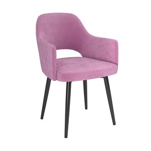 Кухонный стул Берта, велюр тенерифе розовый/Цвет металл черный в Вологде - предосмотр