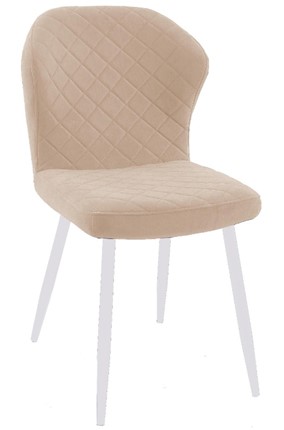 Обеденный стул DikLine 239М B03 BEIGE, ножки белые в Вологде - изображение
