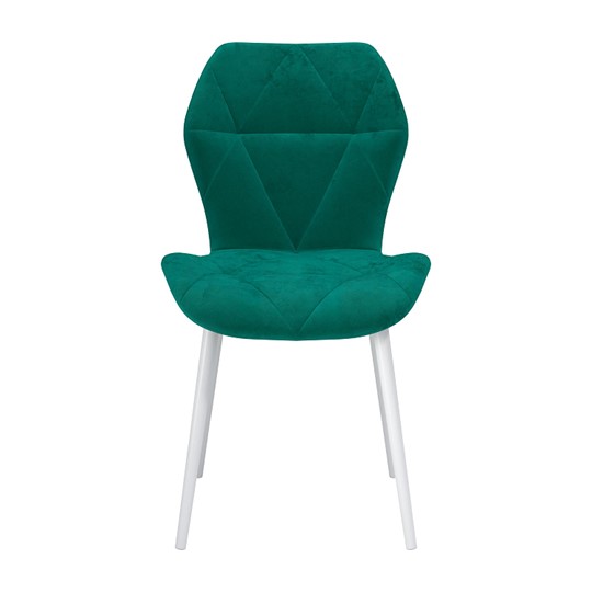 Обеденный стул Дора, велюр тенерифе изумруд/Цвет металл белый в Вологде - изображение 1