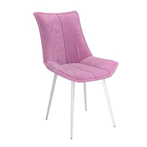 Обеденный стул Фло, велюр тенерифе розовый/Цвет металл белый в Вологде