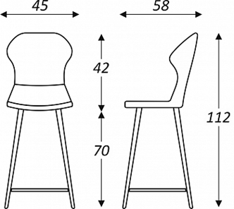 Кухонный стул Марио барный(Бордо Т175/ноги черные) в Вологде - предосмотр 2