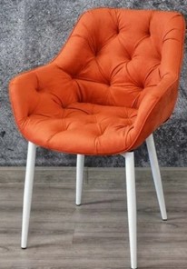 Кухонный стул Саваж оранжевый, ножки белые в Вологде - предосмотр
