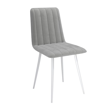 Обеденный стул Тахо, велюр тенерифе грей/Цвет металл белый в Вологде - изображение