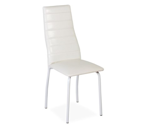 Кухонный стул Волна, прошивка горизонтально, каркас металл белый, Аттика белый в Вологде - изображение